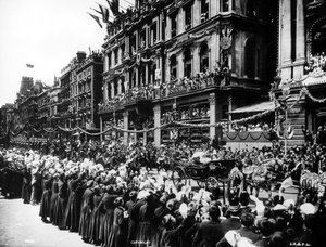 Queen Victorias Coach Driving through Cheapside během jejího Diamond Jubilee Procession, 1897